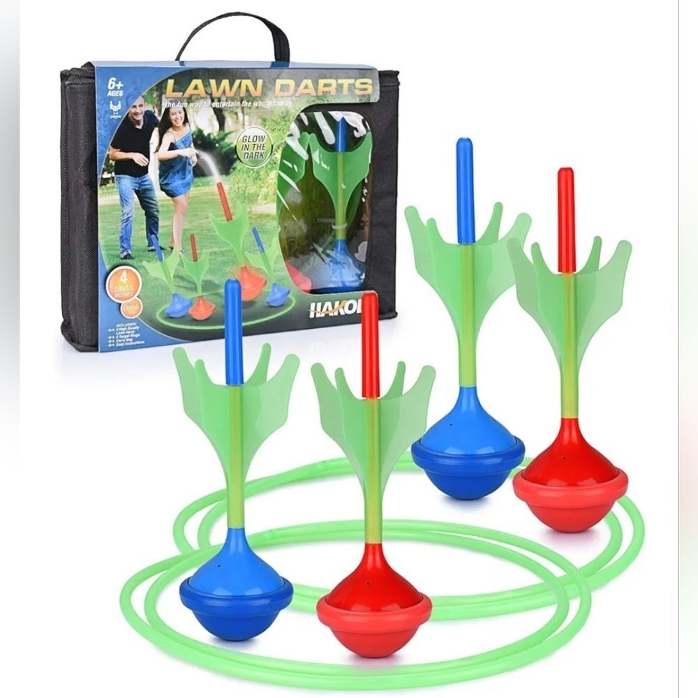 🔥NIB Outdoor Glow in the Dark Lawn Dart Game Set